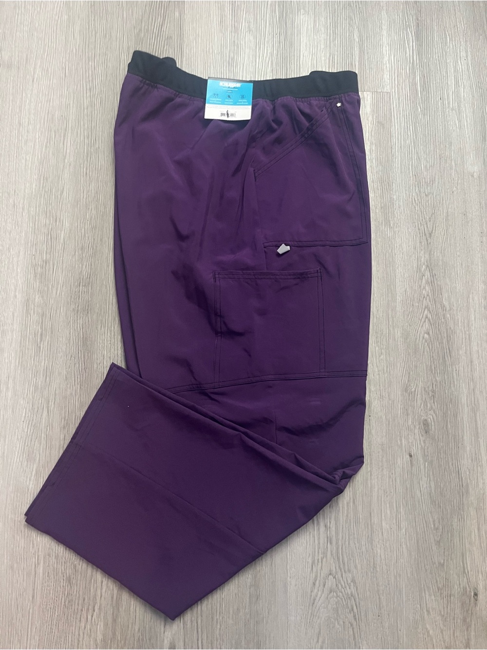 188–NWT Scrubstar Women’s Cargo Scrub Pants - Deep Purple with Black Waistband